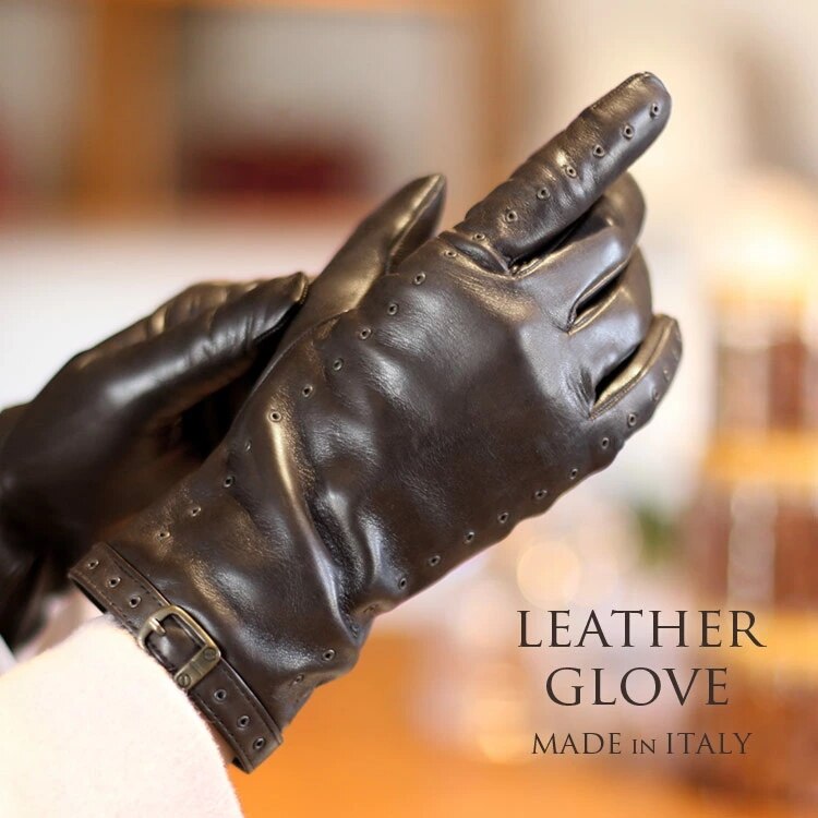 手袋レディース防寒革暖かいレザーラム革本革