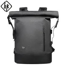 HK メンズ バックパック ロールトップ トラベルバッグ 15.6 インチ ラップトップ Bakcpack USB 大容量 ハイキング キャンプ デイパック 週末バッグ 男性用