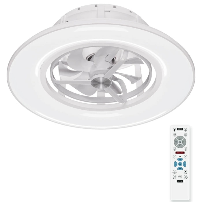 シーリングファンライト 薄型 首振り ORALUCE シーリングファン DCモーター LED 調光調色 6段階風量 静音 リモコン付き ファン付き照明 12畳まで 天井照明 サーキュレーター
