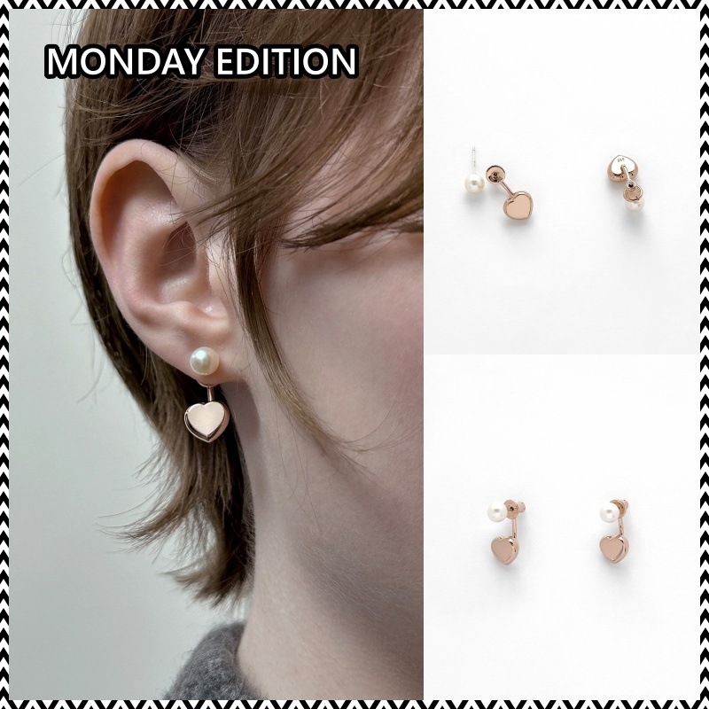 MONDAY EDITION PEARL AND VALENTINE HEART EARRINGS