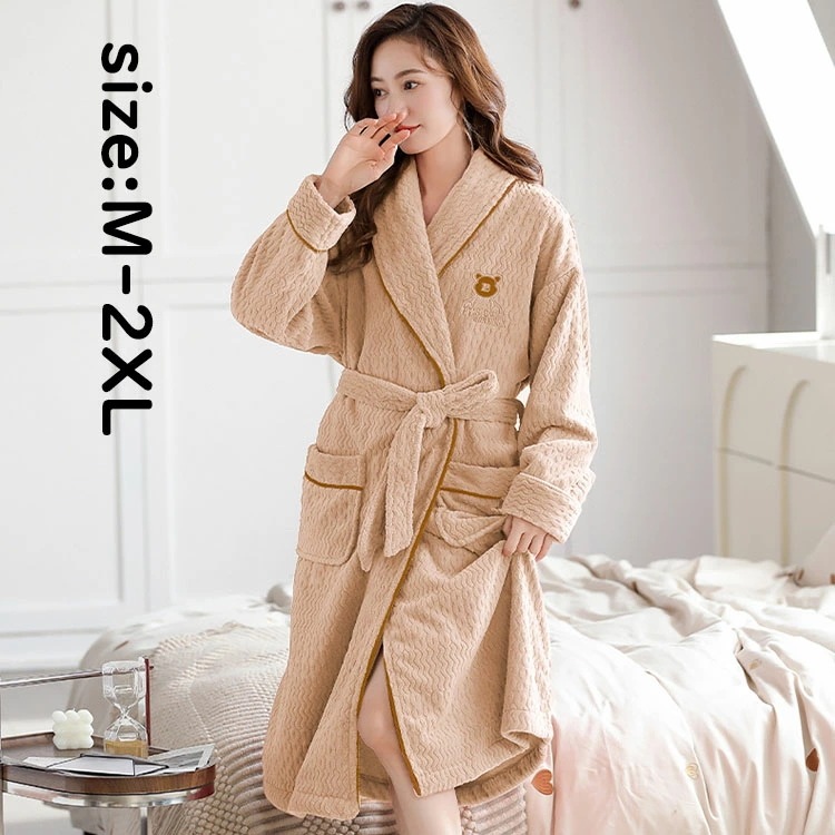 バスローブ パジャマ レディース ナイトローブ オシャレ レディースルームウエア きれいめ フランネル 裏起毛 厚手 防寒 ルームウエア 部屋着 寝巻き ホテル用 自宅用 ルームウエア パジャマ