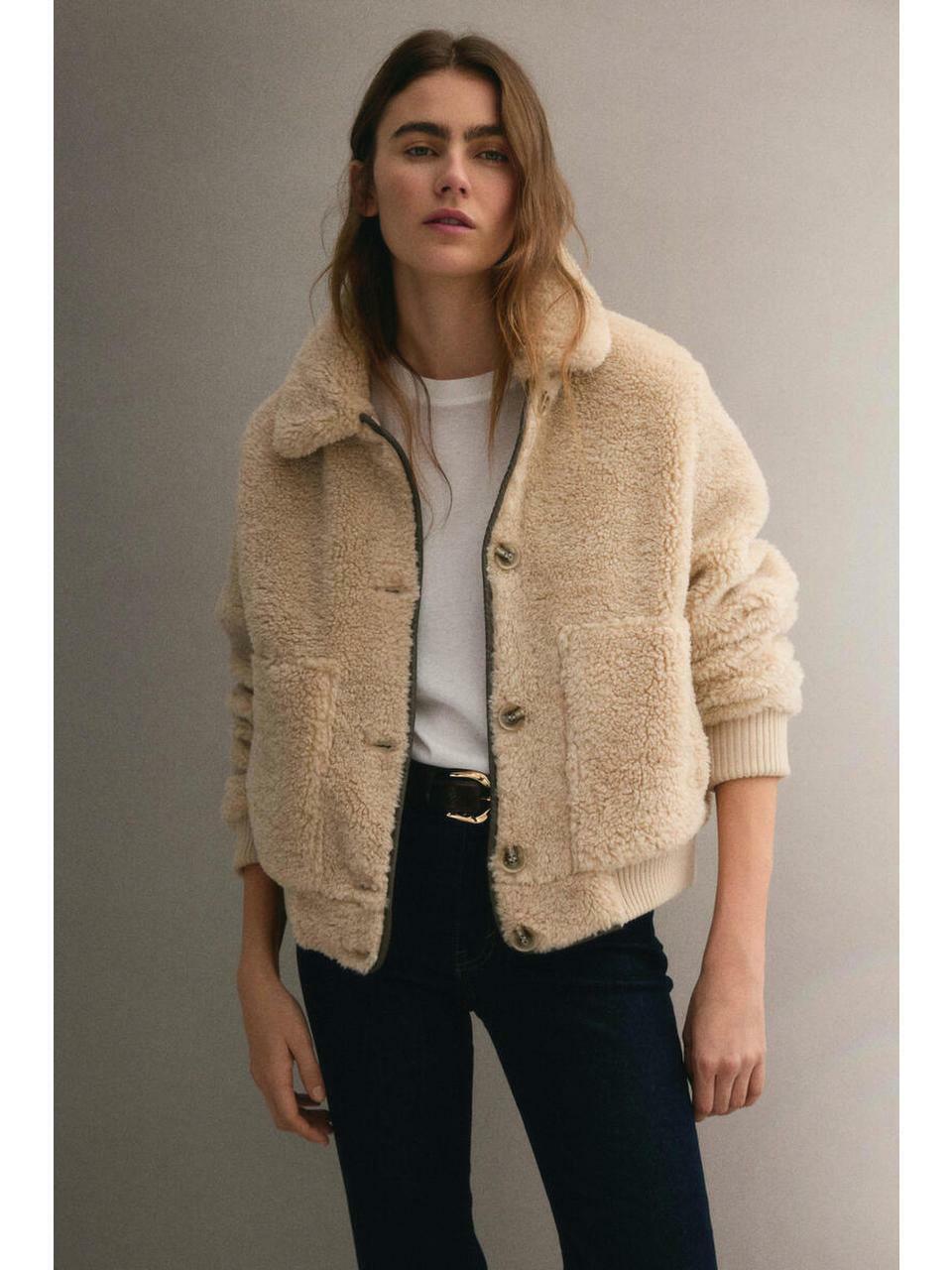 H&M テディジャケットベージュ 1317666001
