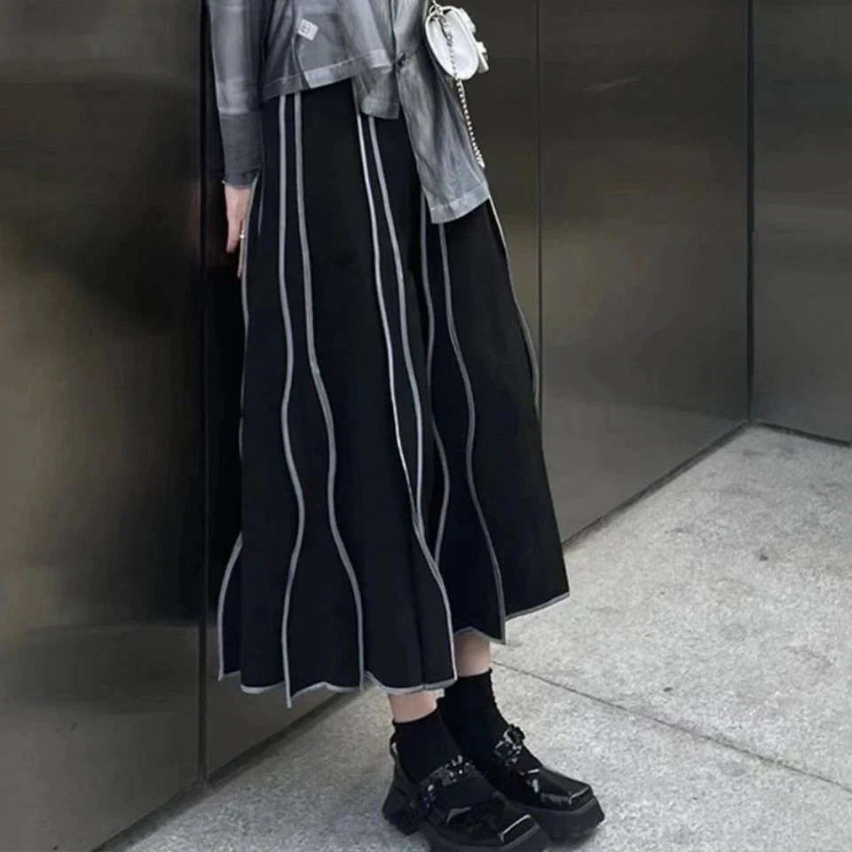 マキシスカート夕イトスカト作ins港風個性百掛けロングハイウエストスカート着痩せ脚セミロングAラインスカート母の人気品