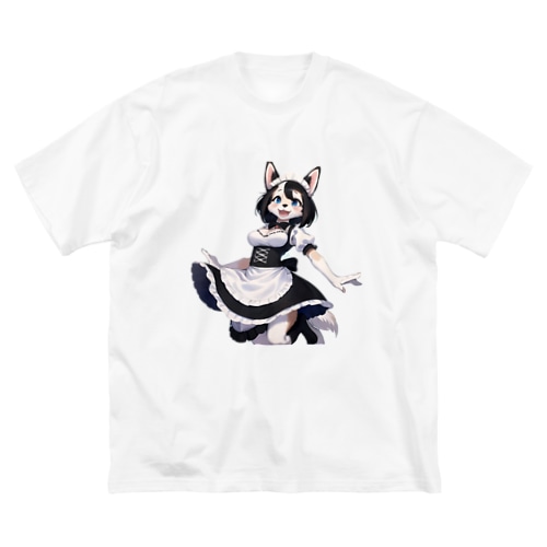 【文字入れ可能受注生産】ボーダーコリーの女の子　メイド　ケモナー ビッグシルエットTシャツ