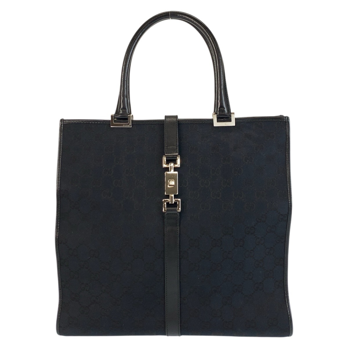 美品 ジャッキー ブラック 黒 シルバー金具 GGキャンバス/レザー 002 1064 トートバッグ ハンドバッグ レディース 503924