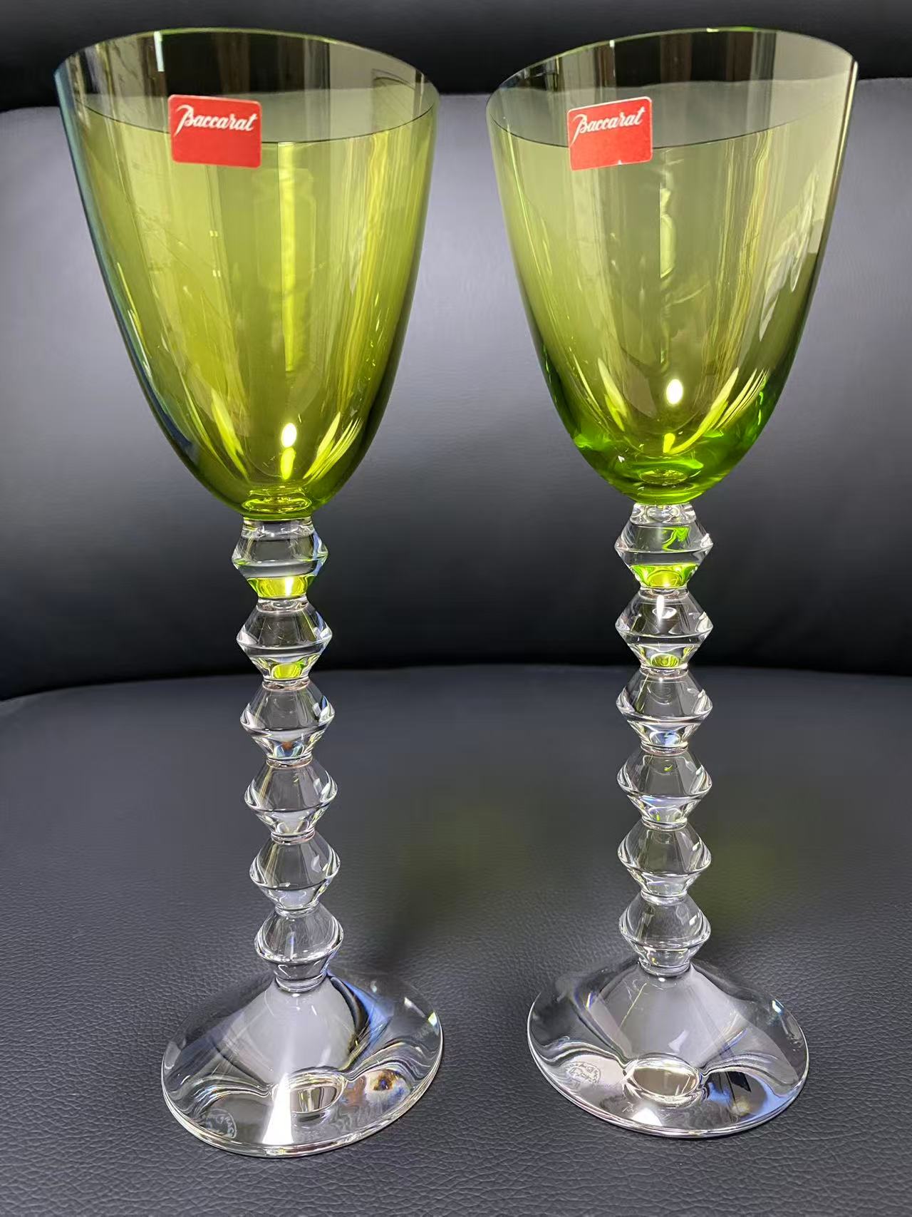 Baccarat ベガ フォルテッシモ ワイングラス ペア グリーン 2客セット 生活雑貨 日用品【中古】