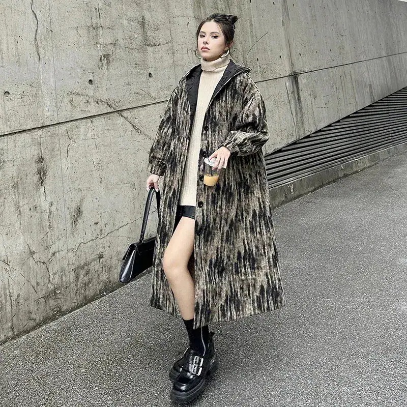 ロングトレンチコート 保温 レトロ ラジャーコート アウター 冬 ファスナー ロングカーディガン フード付き 厚手 関連商品購入可能