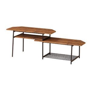 スライドTVボード/テレビ台 (ブラウン 幅8001310×奥行400×高さ440mm) スチールフレーム 天板付き (リビング) 組立品