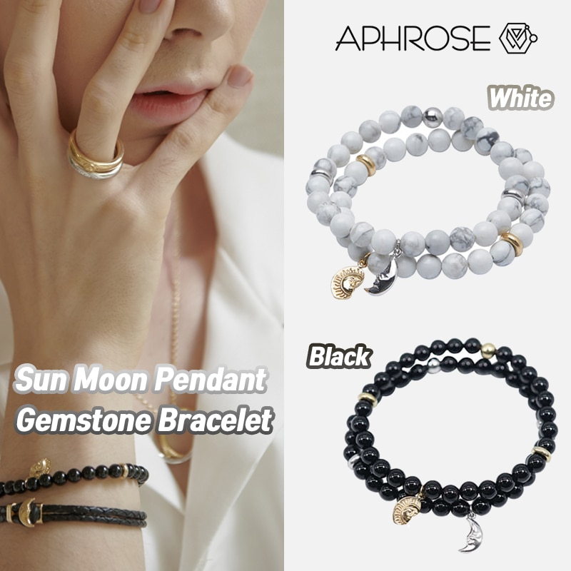 Sun Moon Pendant Gemstone Bracelet