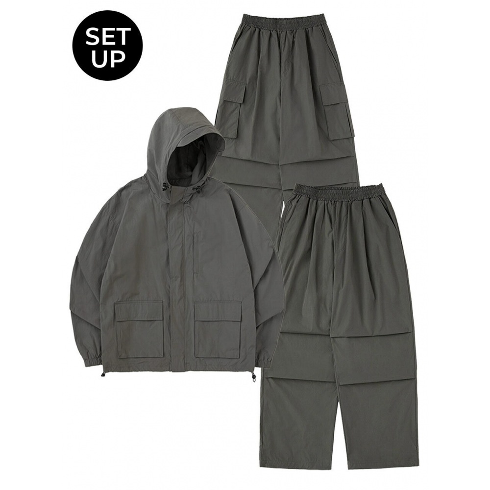 URBANAGE 防水ウィンドブレーカーセットアップグレー