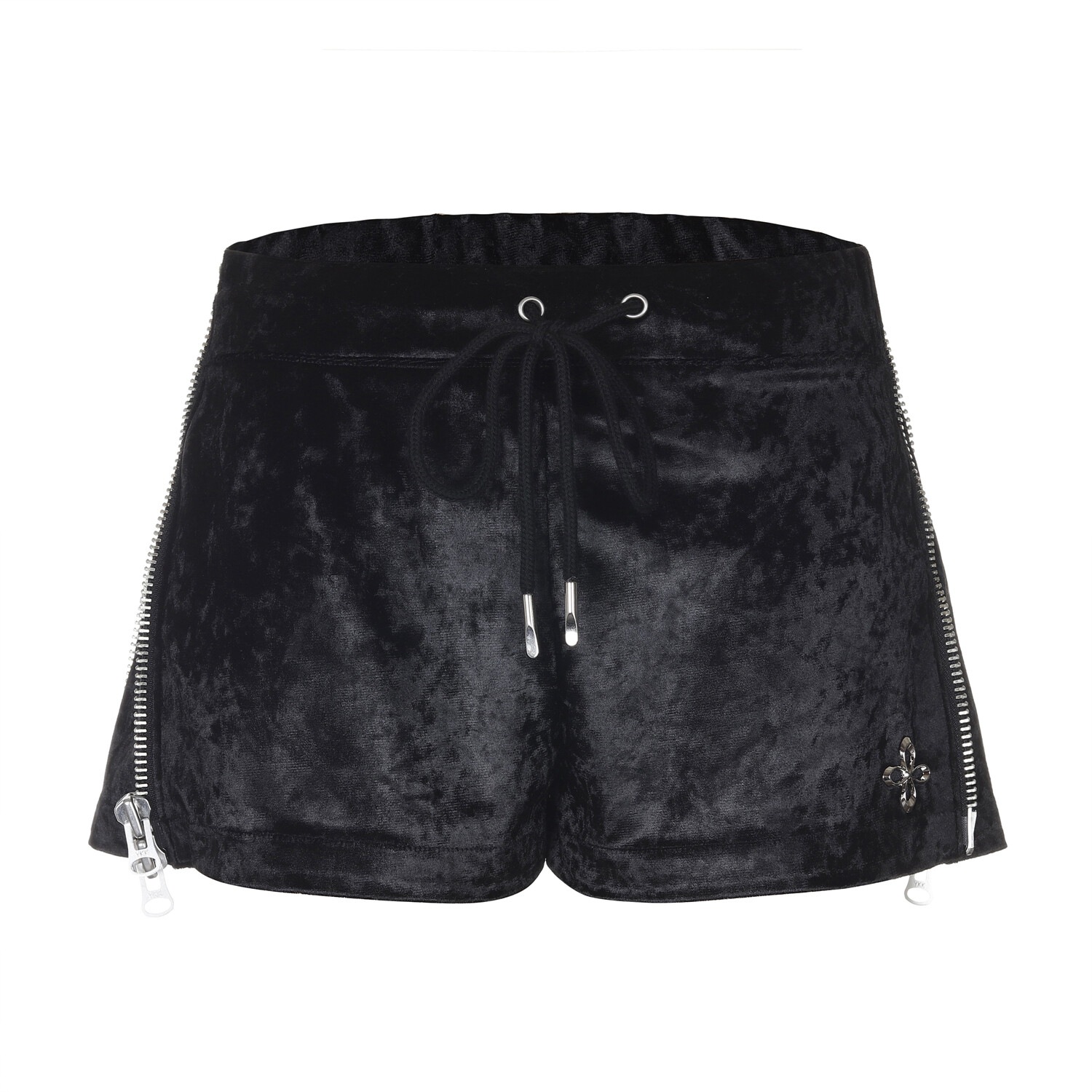 【SURGERY】 SURGERY SIDE ZIP VELVET TRACK MICRO SHORTS : BLACK