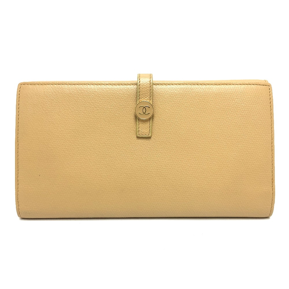 2つ折り財布 ココボタン 財布 2つ折り財布 長財布 ウォレット レザー ベージュ