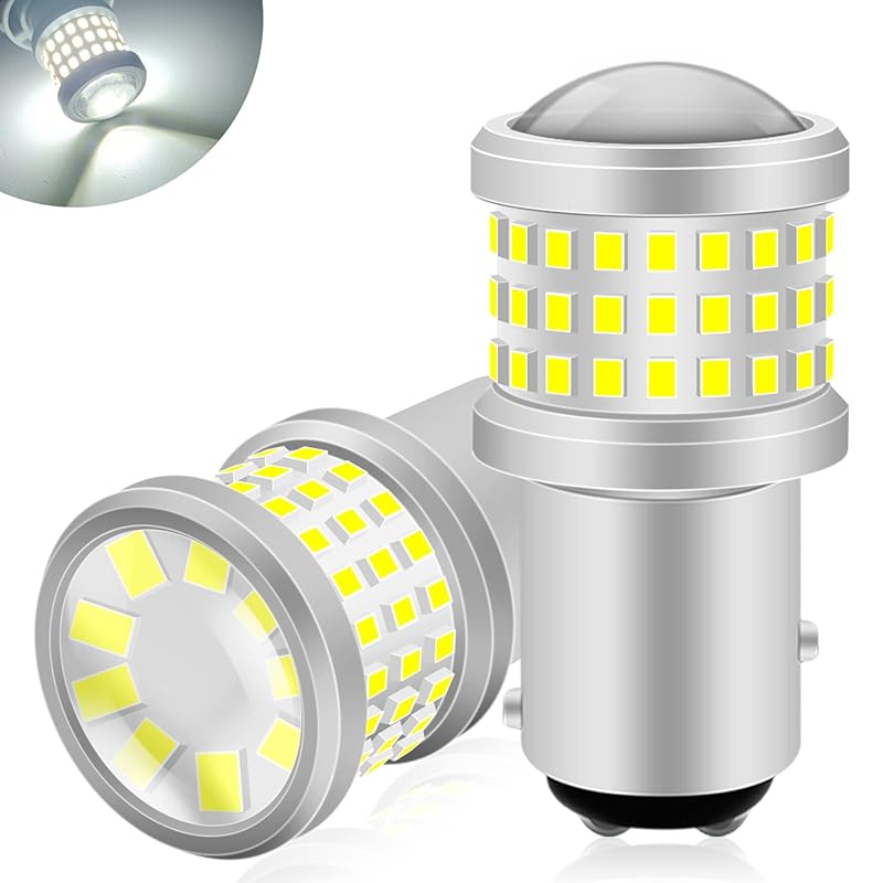 Fenikso S25 LED ダブル ホワイト バックランプ ブレーキランプ ウインカー 180段違いピン 1157 BAY15D 69連 DC12V 後退灯 2個
