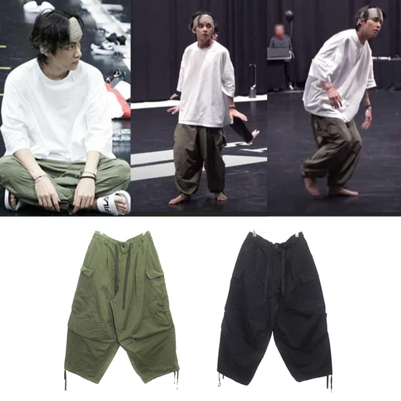 bts テテ着用 マス ワイド ビッグカーゴ バルーン パンツ bts ヴィ着用