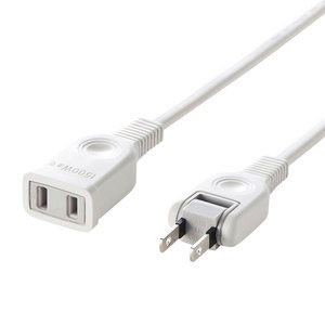 他サイト： サンワサプライ TAP-EX2102 電源延長コード（2P・1個口・2m）ホワイト TAPEX2102の商品画像