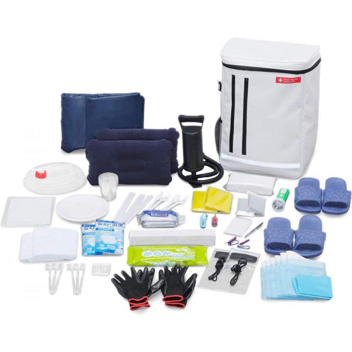 【在庫有・即納】【防災士監修】防災グッズ 防災リュック 防災セット 2人用 42点 災害セット 非常用持ち出し袋 防災 避難 避難リュック BS2-42　アイリス