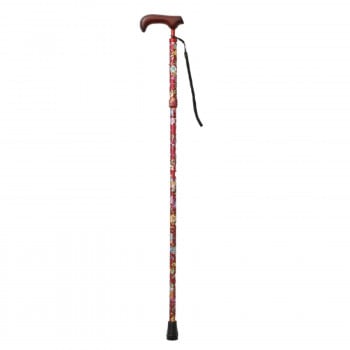 KINDCARE（カインドケア） 伸縮折りたたみ杖 らくらくにぎりステッキ 花柄 CH233075 R/レッド 17,051円