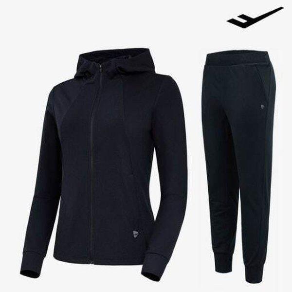 女性SETフード付き起毛トレーニング トップス スリム ジョガーフィット パンツ PW3WN24F142_WN24152 GJA