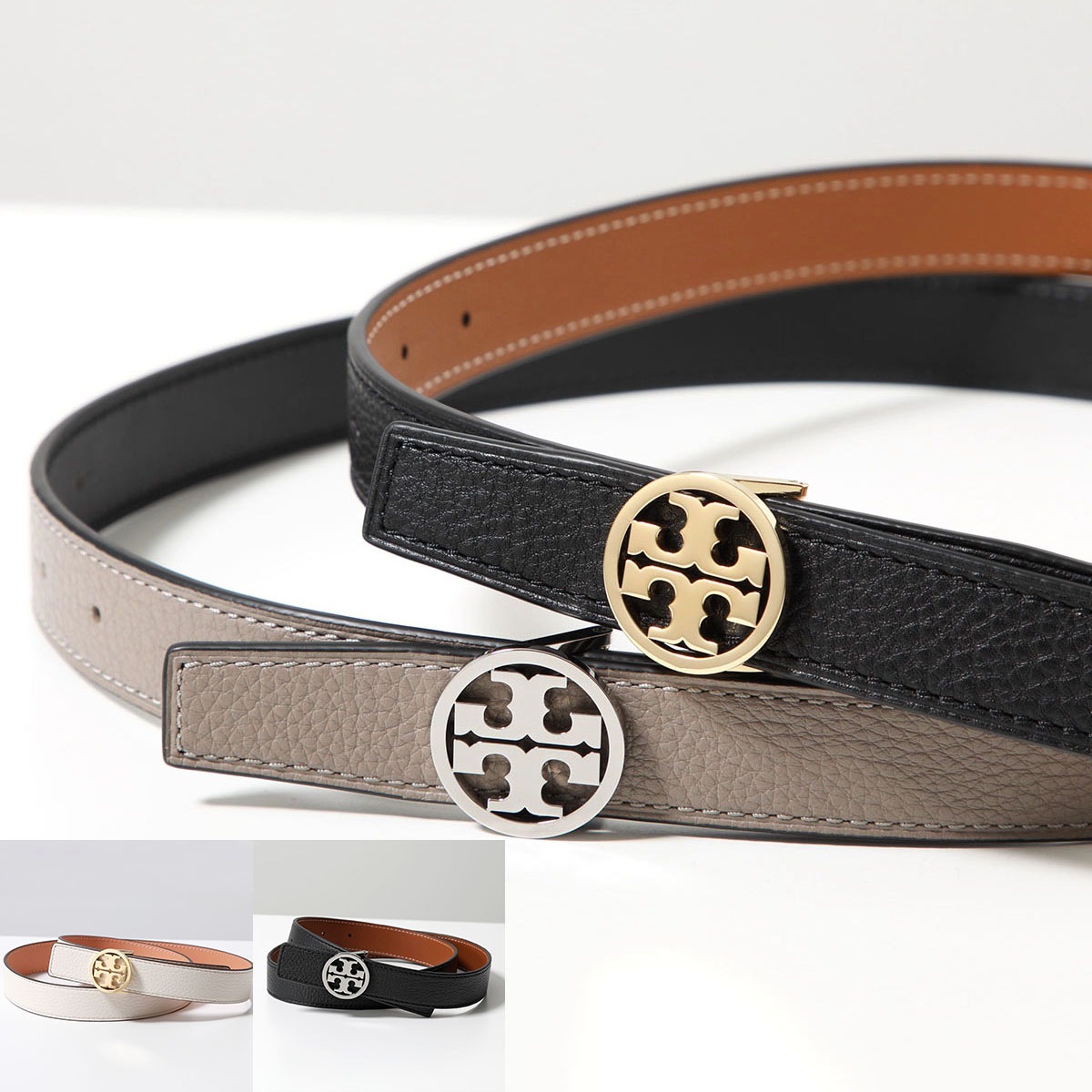 TORY BURCHトリーバーチ ナローベルト 1 MILLER 1インチ ミラー 138935 レディース リバーシブル レザー ロゴバックル カラー4色