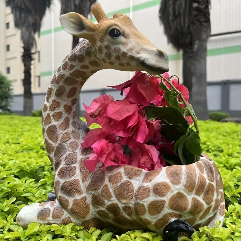 鉢植え 植木鉢 プランター プラントポット フラワーポット 花瓶 ガーデニング 樹脂 屋内 屋外 インテリア 庭 玄関 キリン型 きりん アニマル 多肉植物 サボテン 可愛い オシャレ インテリアty