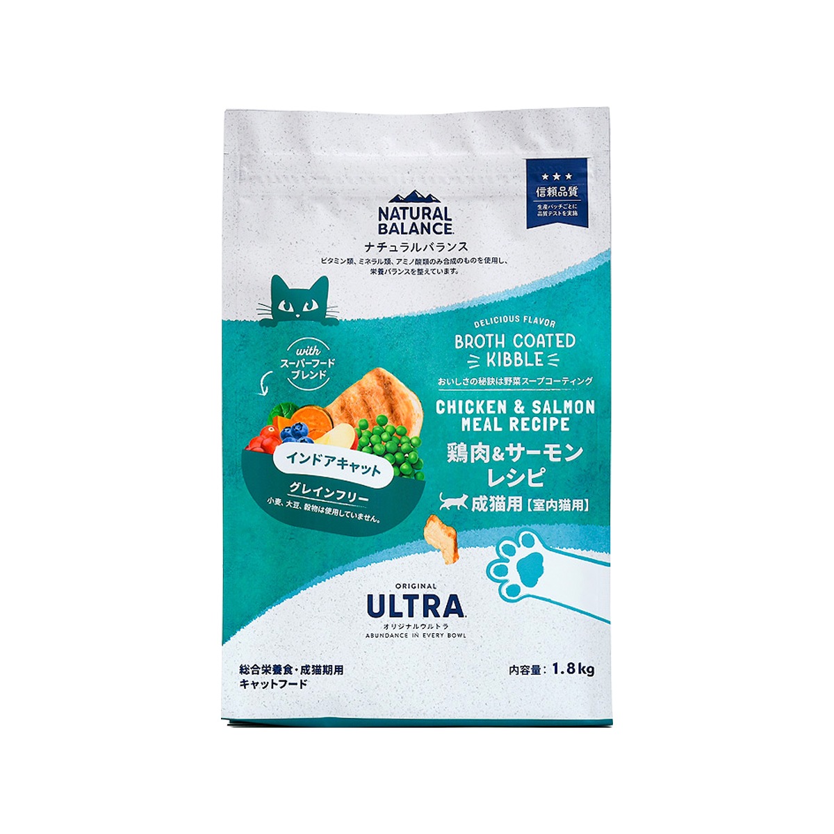 オリジナルウルトラ 猫用 鶏肉&サーモン インドアキャット 1.8kg