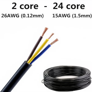 PVCケーブルマルチアコントロールシグナルワイヤー,rvv2コアr24,22awg,0.3mm, 0.5mm, 0.75mm, 1.5mm2