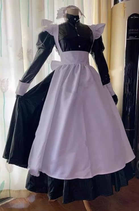 「 コスマニア 」【実物撮影】BLACK LAGOON クラシカル ロベルタロングメイド服 コスプレ衣装＋手袋＋髪飾り風