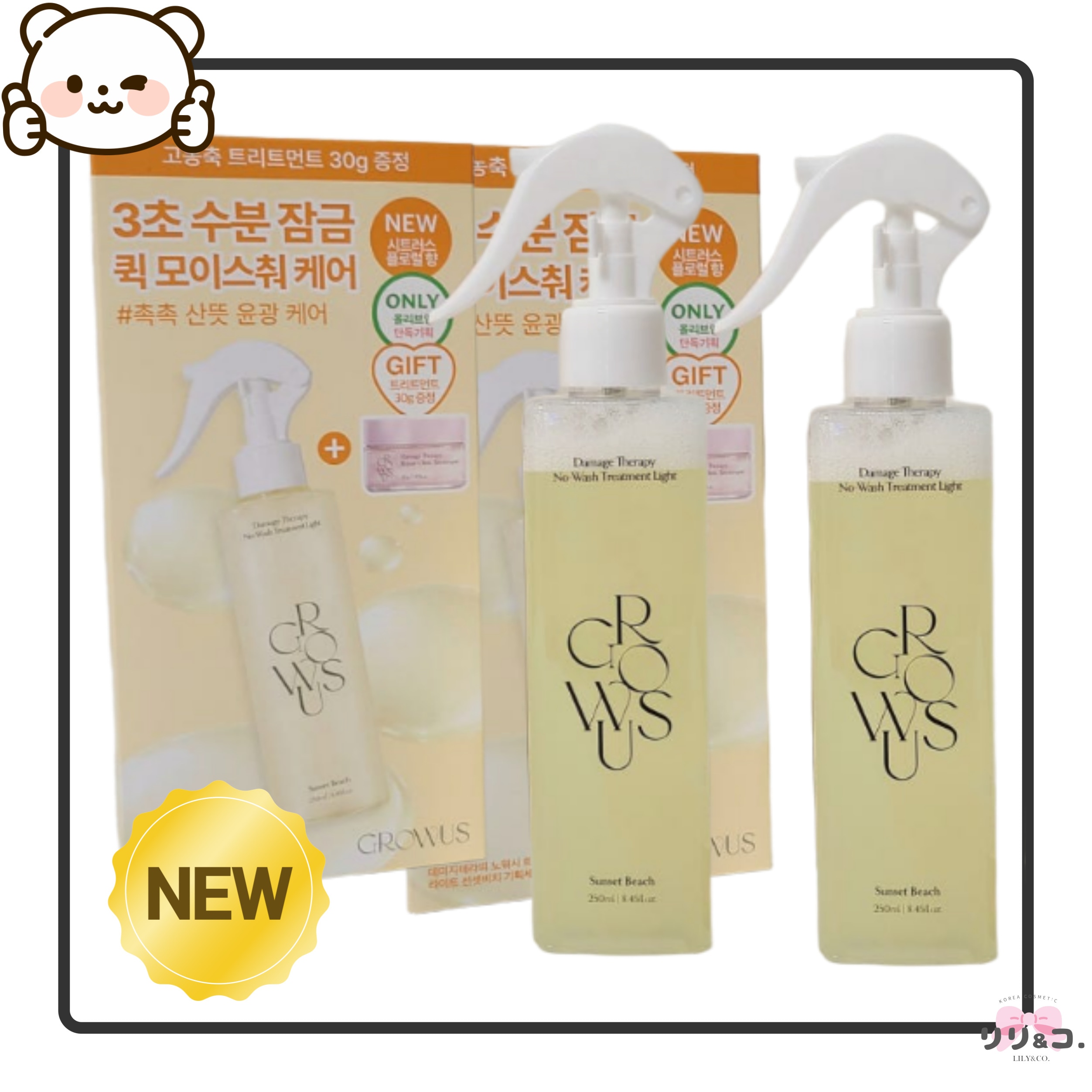 [1+1セット] ダメージ ノーウォッシュトリートメント サンセットビーチ 250ml ×2本 コンディショナー ヘアケア ヘアミスト 韓国 ヘアパック 韓国ヘアーミスト 頭皮ケア 韓国コスメ