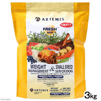 他サイト： ドッグフード　アーテミス　フレッシュミックス　ウェイトマネージメント＆スモールシニアドッグ　小粒タイプ　小型成犬・シニア犬用　３ｋｇ　正規品　ＣＲＣ45―03―10―01―00の商品画像