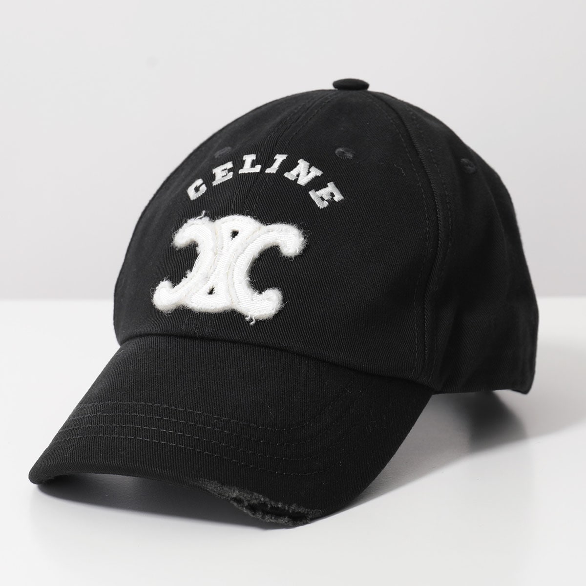 CELINE セリーヌ ベースボールキャップ AA0AG0F82.38NO レディース トリオンフ ロゴ刺繍 コットン ダメージ加工 帽子 BLACK