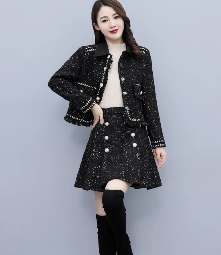 セットアップ デート モテアイテム ジャケット スカート 千鳥格子 ウール 大人可愛い きれいめ 上品 おしゃれ かっこいい 大人可愛い ラブリー キュート ガーリー クール モード系 セクシー