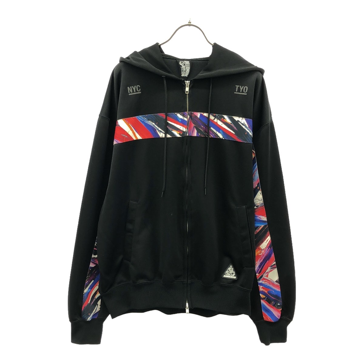 日本製 長袖 ジップパーカー L ブラック系 ジャージ メンズ 古着
