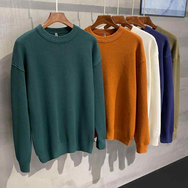 メンズ ファッション カジュアル おしゃれ 秋冬 ラウンドネック ソリッドカラー セーター トップス トレンディ セーター 紳士服