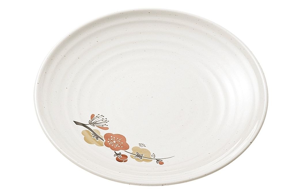 （まとめ買い）メラミン食器 元禄梅 丸皿（大） U-12 [x3]