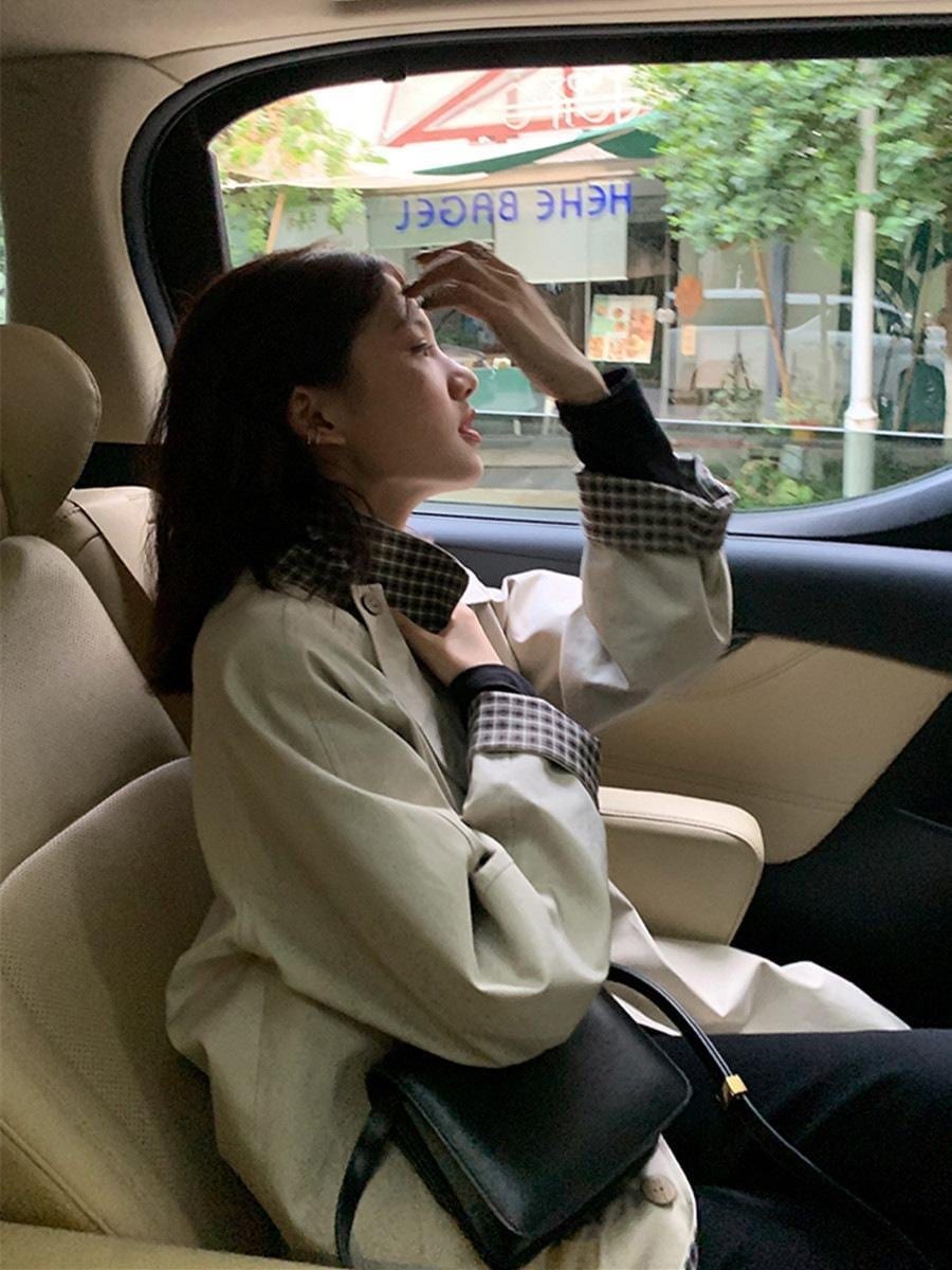 2025 秋冬服 トレンチコート レディース ウインドブレーカー レディース ミディアム 英倫風 カーキチェック ジャケット 韓国 トレンチコート ロング 通勤 アウター