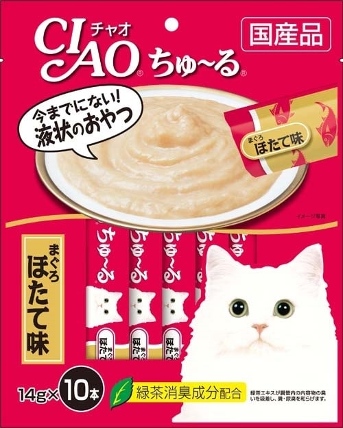 （まとめ買い）いなばペットフード CIAO ちゅる まぐろ ほたて味 14gx10本入り SC-125 猫用 [x8]