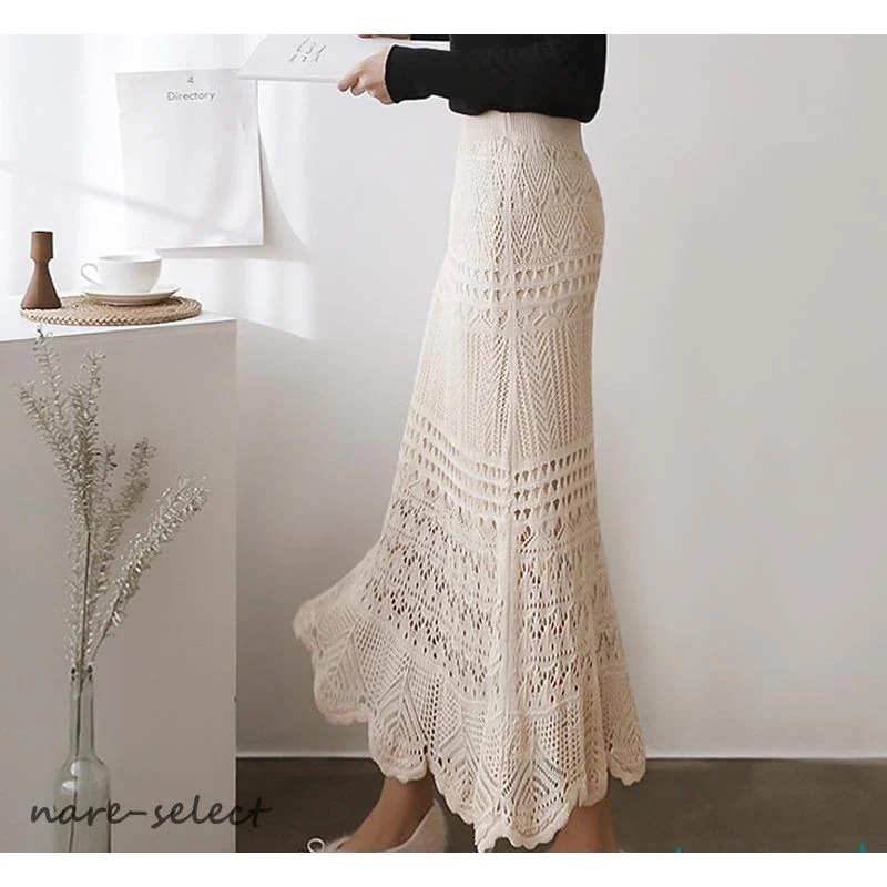 オシャレ 夏 ボトムス 着痩せ ウエストゴム OL レディース スカート マーメイド ストレッチレース 通勤 ロングスカートスカートロングスカートスカートロングスカート