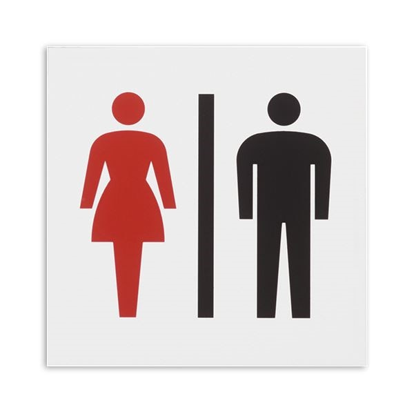 （まとめ） 光 アクリルマット板サイン 男女マークテープ付 タテ100ヨコ100厚み2mm 白 KMP1052-1 1枚 10セット