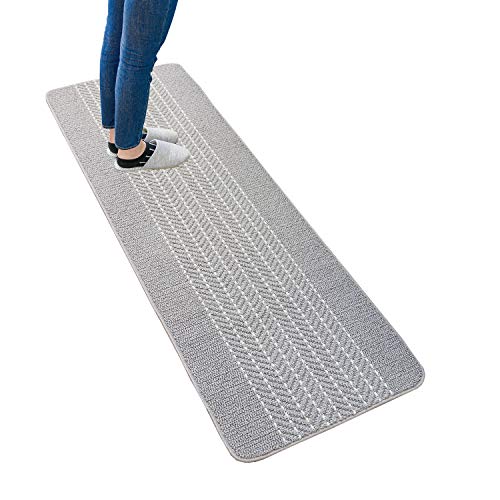オカ(OKA) 優踏生 洗いやすいキッチンマットヘリンボン 約60cm180cm グレー (すべらない 日本製 北欧)