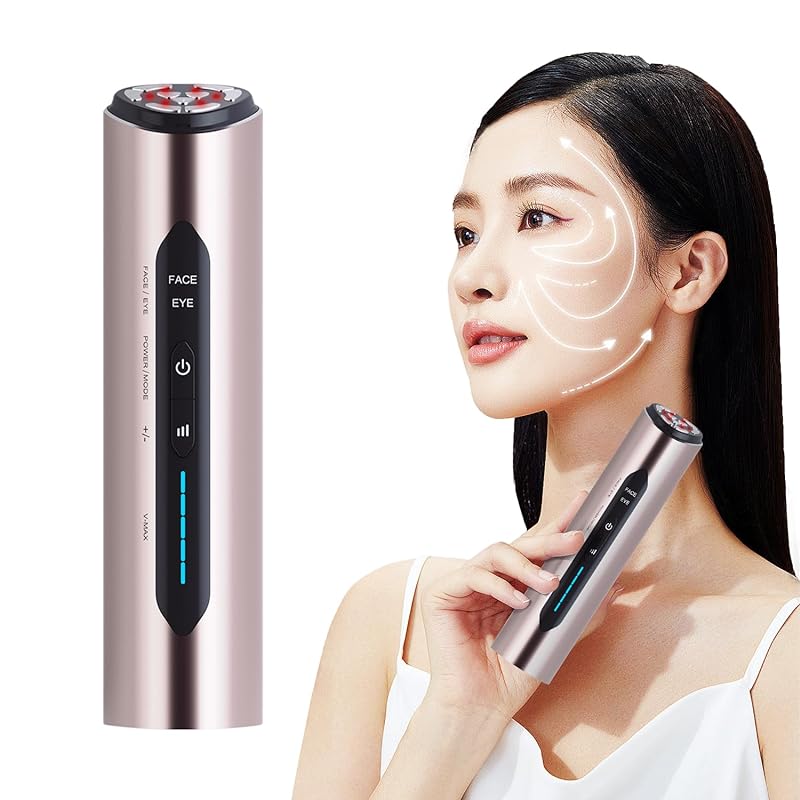 EMS 美容器 RF美顔器 目元美顔器 1台多役 自宅用美顔器 微電流 赤色LED 9つ電極 目元ケア 肌ケア 口元ケア 顔のケア 多機能美容器 5段階レベル 2種類モード Type-C充電 男女兼用