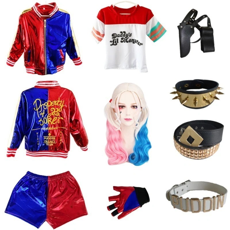 [急速出荷]ハロウィンスーサイドスクワッドCSハーレークインピエロガール服の家アニメ1145124247