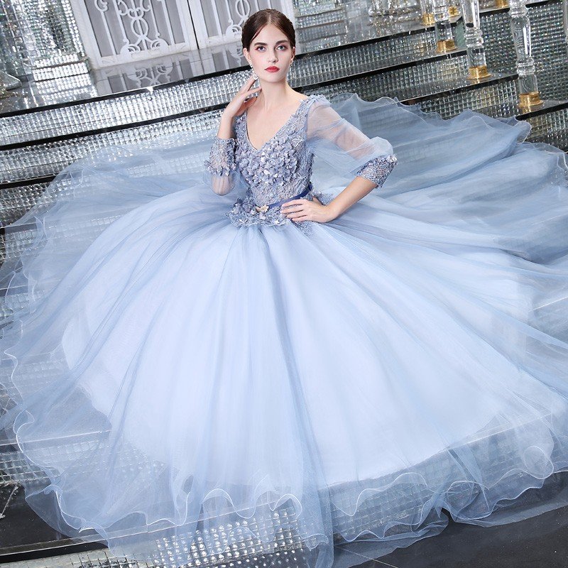 カラードレス 演奏会 ロングドレス 長袖 安い 結婚式 フォーマル パーティードレス ウェディングカ