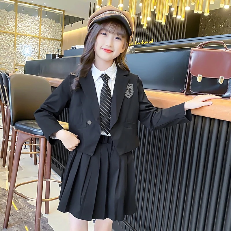 卒業式 子供服 女子 スーツ ジャケット 袴 3点セット スーツ 卒服 女の子 チェック柄 プリーツスカート 大学 スクール 制服 発表会 入学式 長袖セッ 120-170cm