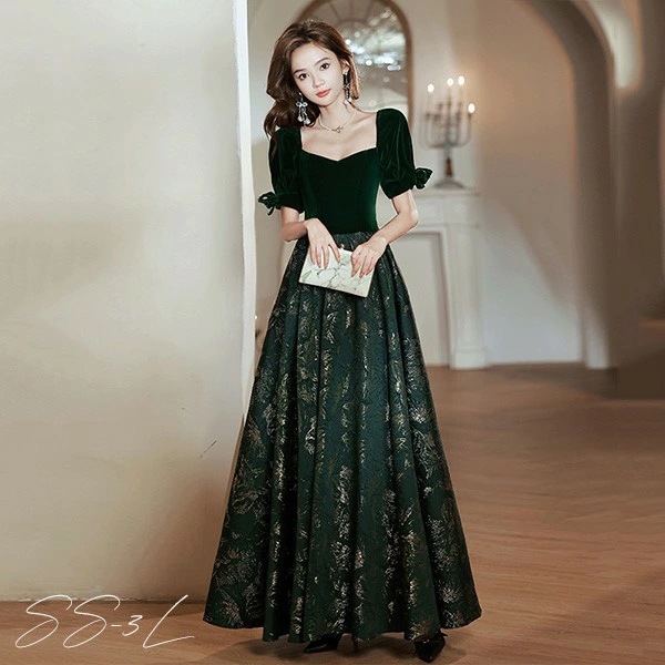 ドレス 大人 ピアノ 発表会 ロング丈 ぽっちゃり 大きいサイズ イブニングドレス 演奏会 ピアノ発表会 袖付き ワンピース Aライン ステージドレス 二次会 女子会 成人式 パーティードレス 大人可 16,260円