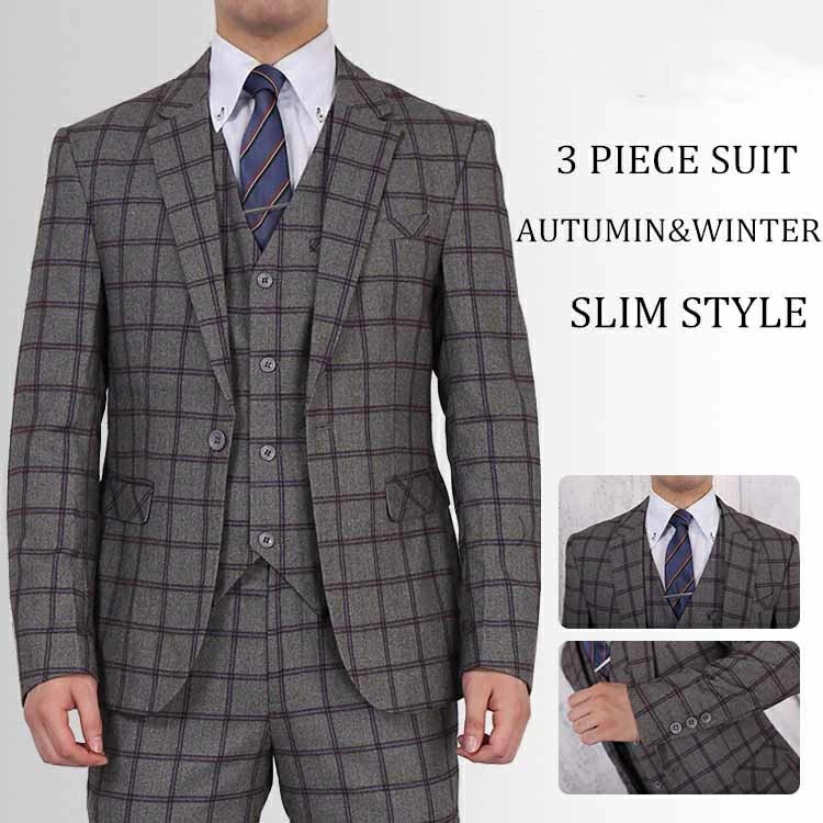 おすすめ品スーツ メンズ スリムスーツ おしゃれスーツ カジュアルスーツ 一つボタン チェック柄 結婚式スーツ スリーピーススーツ 結婚式 おしゃれ ビジネススーツ 紳士 フォーマルスーツ オフィス