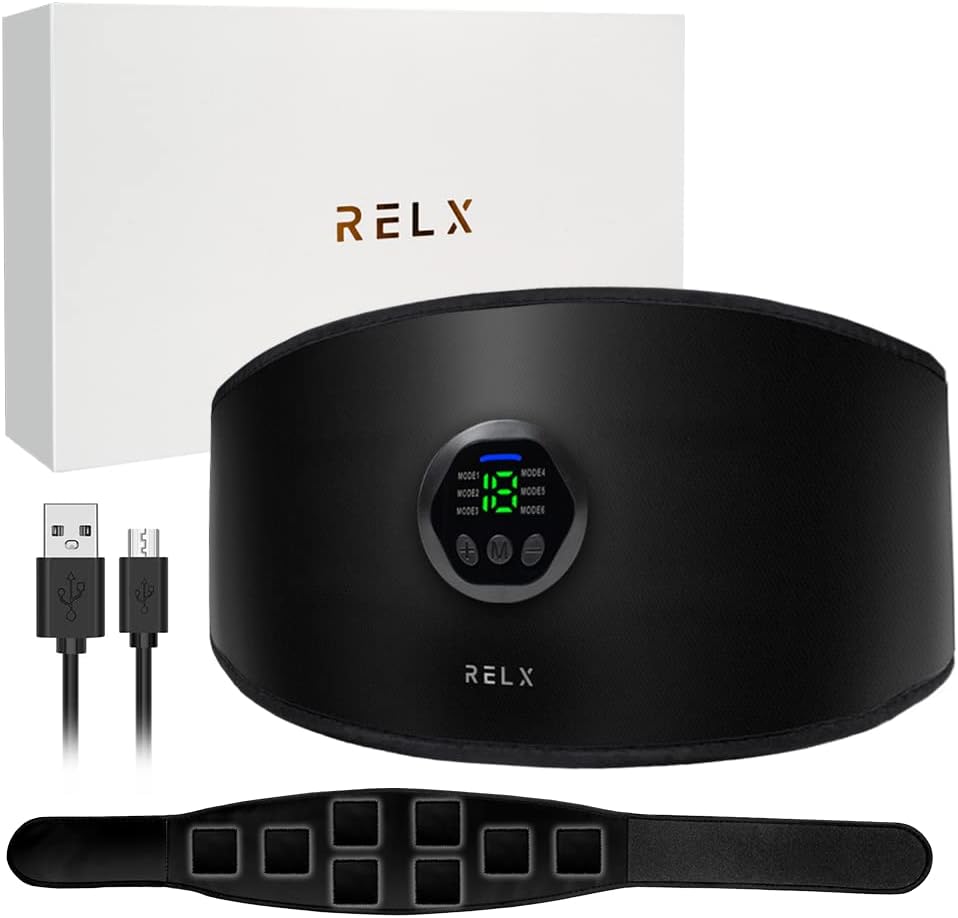 RELX EMSベルト 腹筋ベルト (国内メーカー) 8枚の電極パッド 6種類モード 18段階強度 腹筋 腹筋マシーン トレーニング USB充電式 簡単操作 男女兼用 ギフト プレゼント
