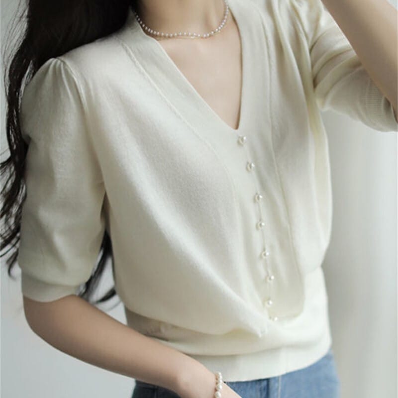 トップス カーディガン ショート ショート丈 袖あり 5分袖 五分袖 Vネック 薄手 かわいい 大人可愛い きれいめ 大人 上品 おしゃれ お洒落 大人可愛い 大人女子 こなれ感 ラブリー キュート