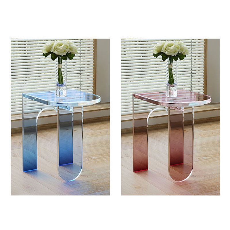 アクリルサイドテーブルグラデーションの小さなコーヒーエンドテーブル組み立てが簡単透明なデスクモダンなデザインの家の装飾ディスプレイナイトスタンド/ベッドサイドテーブル
