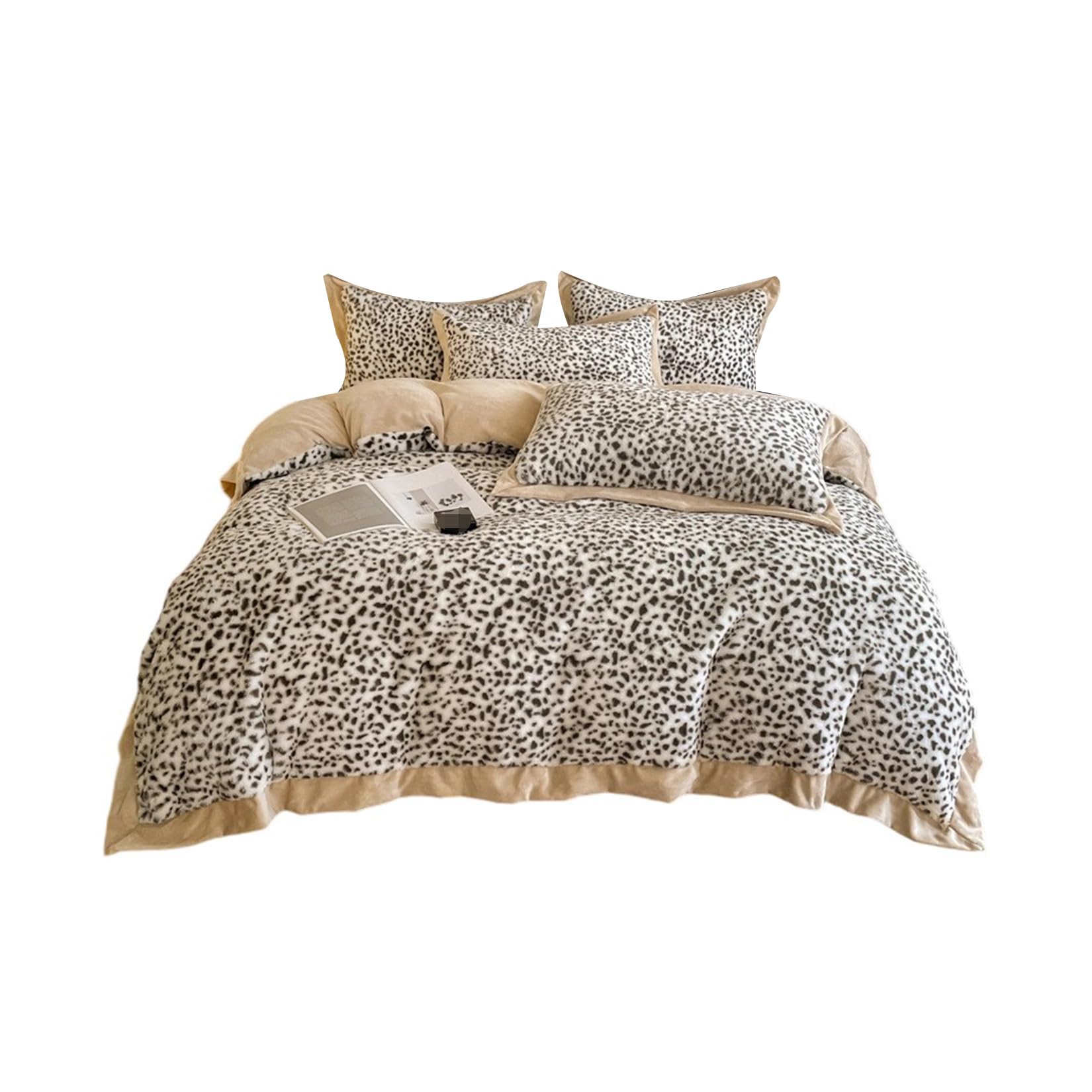 ラビットファー風 フランネル 布団カバーセット シングル ダブル ヒョウ柄 とろける 柔らか肌触り あったか 保温 静電気防止 ふわふわ 高密度 厚手 おしゃれ 洗える 秋冬寝具