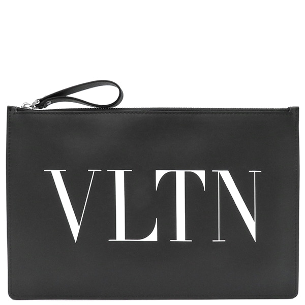ヴァレンティノ VALENTINO クラッチバッグ VLTN ロゴ セカンドバッグ レザー ブラック シルバー金具 黒 ポーチ WY2P0483 【箱】【中古】